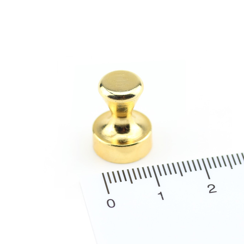 Memo magnet with steel case Ø 12 x 16 mm Neodymium gold