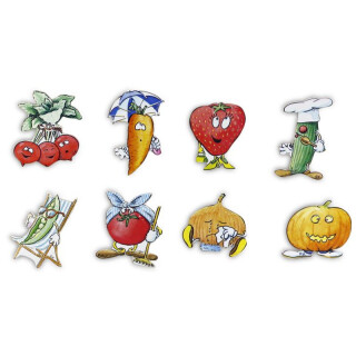 Pinnwandmagnete "Obst und Gemüse" 8er Set Magnetpins