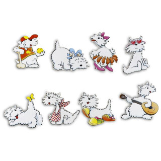 Pinnwandmagnete "Westies (Hunde)" 8er Set Magnetpins