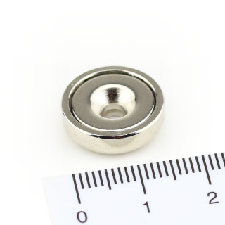 Neodymium flat pot magnets Ø 16 x 4,5 mm, N42 with counterbore - 6 kg / 60 N