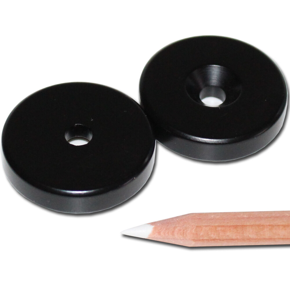 Neodymium magnets 32x5,5x7 with counterbore South black Epoxy - pull force 16 kg -