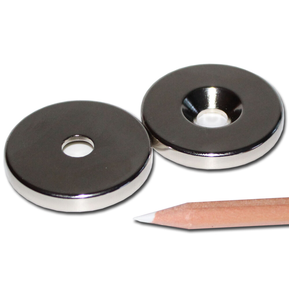 Neodymium magnets 40x8,5x6 with counterbore South NdFeB N40 - pull force 28 kg -