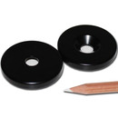 Neodymium magnets Ø40xØ8,5x6 with counterbore North black Epoxy - pull force 28 kg -