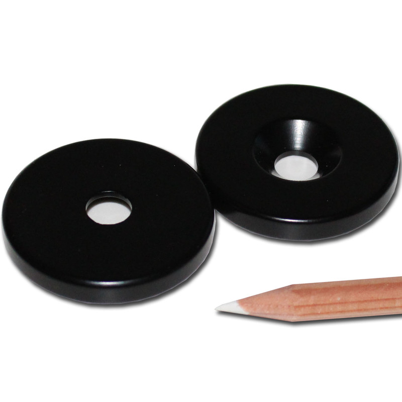 Neodymium magnets Ø40xØ8,5x6 with counterbore South black Epoxy - pull force 28 kg -