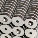 Neodymium magnets 20x4,2x5 with counterbore North NdFeB N40 - pull force 8,5 kg -