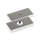 Neodymium magnets 40x20x5 with bore counterbore South Ø4,2 mm N40 - pull force 16 kg -