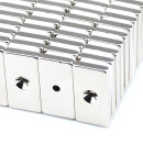 Neodymium magnets 40x20x5 with bore counterbore South 4,2 mm N40 - pull force 16 kg -