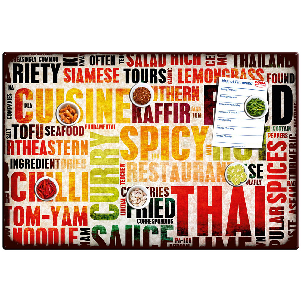 Motiv Magnetpinnwand Wrziges Essen Spicy Food 60x40 cm inkl. 6 Magnete