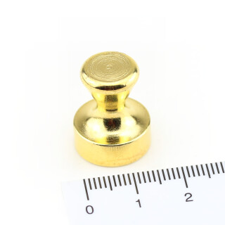 Memo magnet with steel case Ø 16 x 20 mm Neodymium GOLD - holds approx. 6 kg