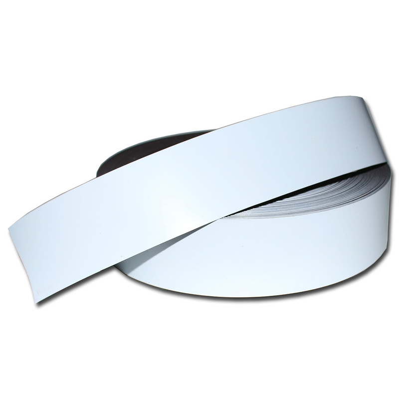 Magnetband Anisotrop Weiß glänzend / abwaschbar 50mm x 0,9mm x lfm.