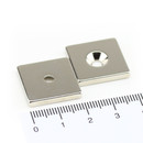 Neodym Magnete 20x20x3 mm NdFeB N40 SÜD Senkung NICKEL