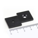 Neodymium magnets 20x20x3 with counterbore Black South 3,5 mm N40 - pull force 5 kg -
