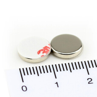 Neodymium Magnets Ø10x2 mm N40 - self-adhesive acrylic foam