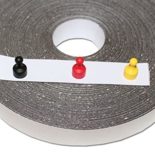 Ferro rubber steel tape self-adhesive White mat 25mm x 0,6mm x rm. writeable