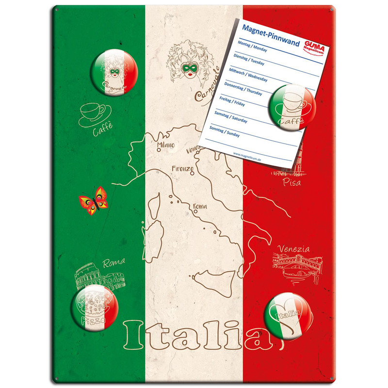 Motiv Magnetpinnwand Flagge Italien Amore per lItalia 40x30 cm inkl. 4 Magnete