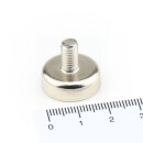 Neodymium flat pot magnets Ø 20 x 7 mm, with threaded neck - 14 kg / 140 N