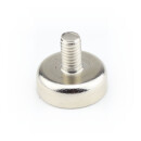 Neodymium flat pot magnets Ø 20 x 7 mm, with threaded neck - 14 kg / 140 N