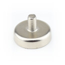 Neodymium flat pot magnets Ø 25 x 7 mm, with threaded neck - 20 kg / 200 N