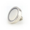 Neodymium flat pot magnets  25 x 7 mm, with threaded neck - 20 kg / 200 N