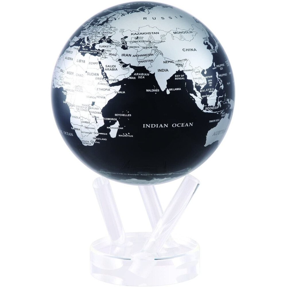 MOVA Globe Magic Floater Schwarz und Silber - geruschlos selbstrotierender Globus 6