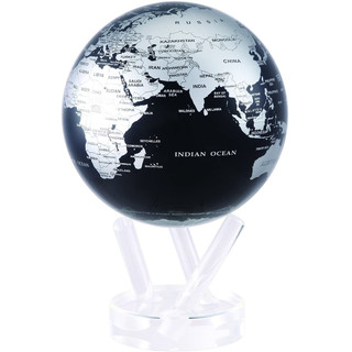 MOVA Globe Magic Floater Schwarz und Silber - geräuschlos selbstrotierender Globus 6"