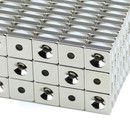 Neodymium magnets 15x15x4 mm NdFeB N40 South counterbore NICKEL