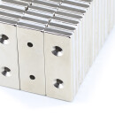 Neodymium magnets 60x20x5 with 2x bore counterbore North 4,2 mm N40 - pull force 26 kg