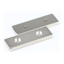 Neodymium magnets 60x20x5 with 2x bore counterbore South 4,2 mm N40 - pull force 26 kg