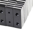 Neodymium magnets 60x20x5 with 2x bore counterbore North Epoxy Black Ø4,2 mm N40 - pull force 26 kg