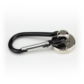 Karabinermagnet Ø20 mm Haftkraft ca. 10 kg Aluminium Schwarz