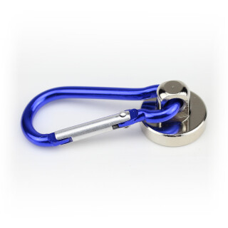 Carbine magnet with Ø20 mm Holding force ab. 10 kg Aluminium Blue