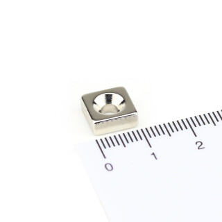 Neodym Magnete 10x10x4 mm NdFeB N40 NORD Senkung NICKEL