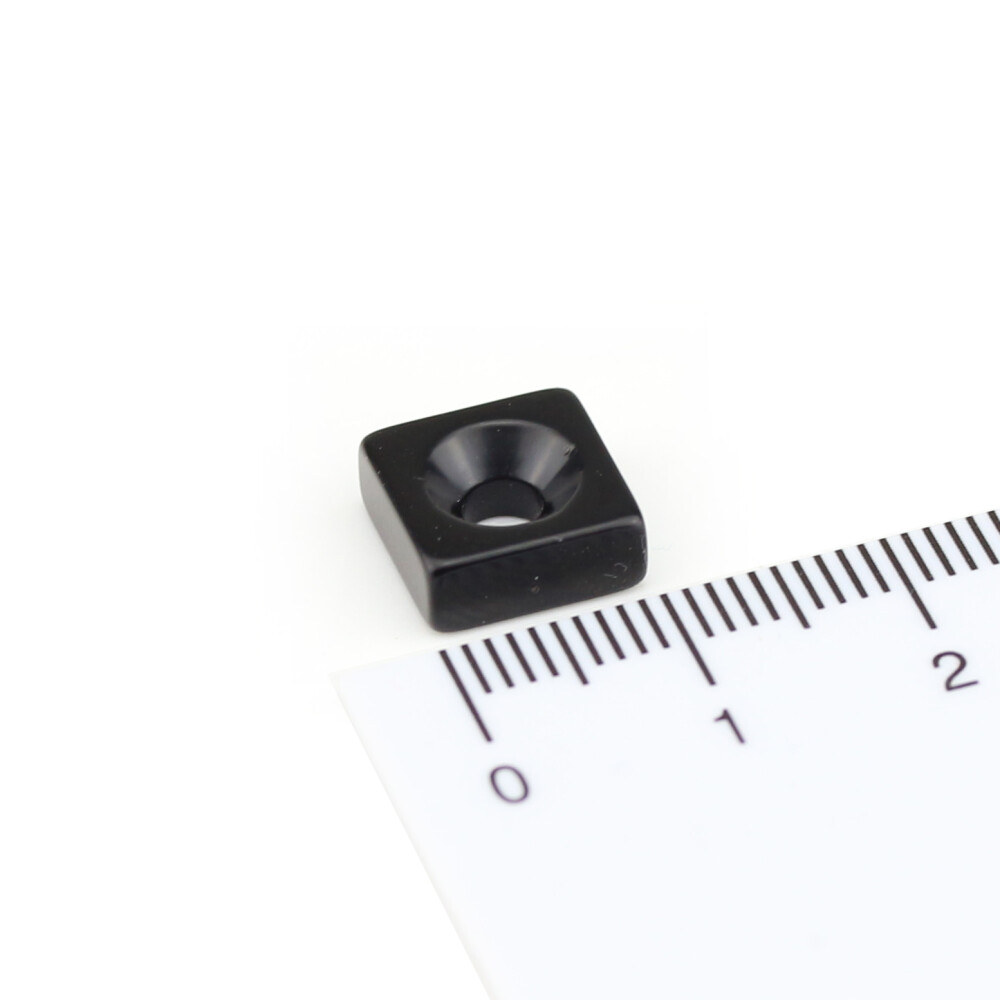 Neodymium magnets 10x10x4 with counterbore North 3,5 mm black Epoxy - 1,2 kg
