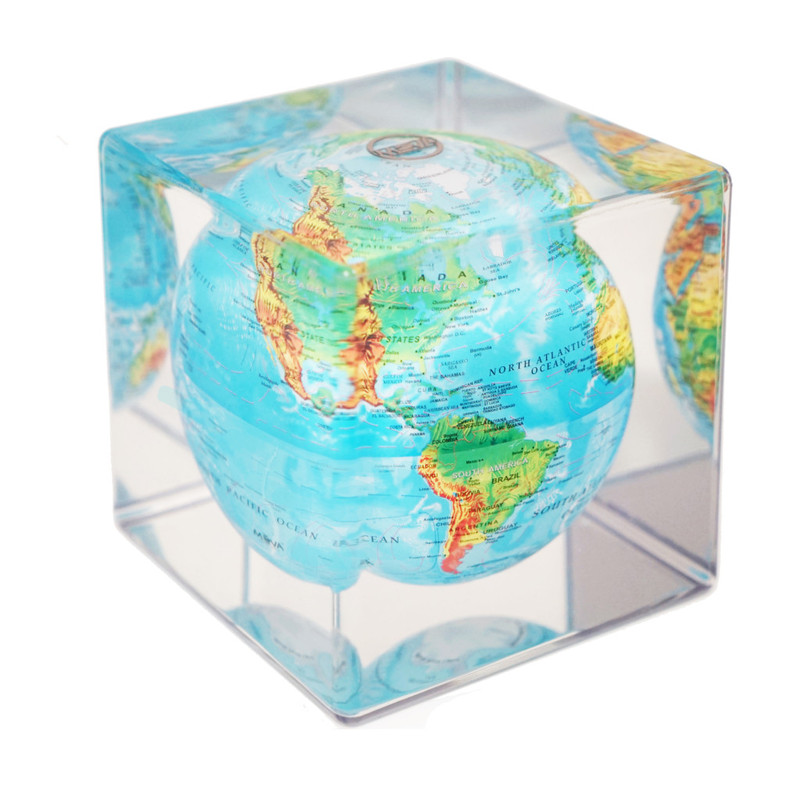 MOVA Globe Cube Magic Floater Reliefkartenbild - geräuschlos selbstrotierender Globus