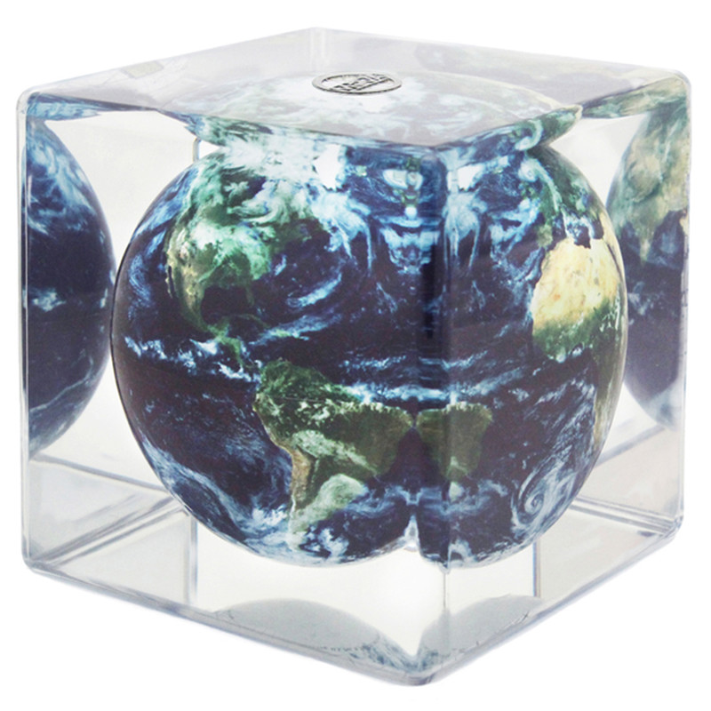 MOVA Globe Cube Magic Floater Satellite View with clouds - silently rotating Globe