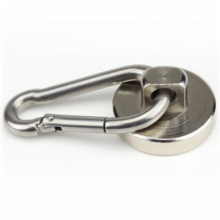 Carbine magnet with Ø36 mm Holding force ab. 40 kg Stainless Steel Bare Large