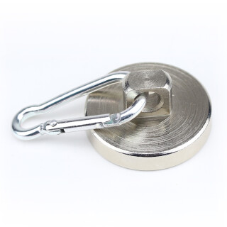 Karabinermagnet Ø42 mm Haftkraft ca. 54 kg Aluminium Blank