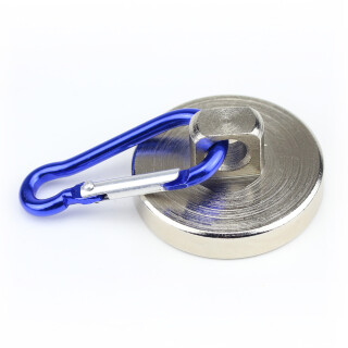 Karabinermagnet Ø42 mm Haftkraft ca. 54 kg Aluminium Blau