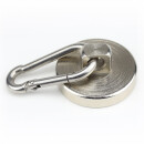 Karabinermagnet Ø42 mm Haftkraft ca. 54 kg Edelstahl Blank Mittel