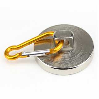 Carbine magnet with Ø48 mm Holding force ab. 68 kg Aluminium Yellow