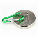 Karabinermagnet Ø48 mm Haftkraft ca. 68 kg Aluminium Grün