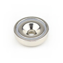 Neodymium flat pot magnets  20 x 6 mm, with counterbore - 8 kg / 80 N