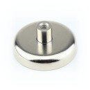 Neodymium flat pot magnets Ø 42 x 9 mm, with screwed bush - 68 kg / 680 N