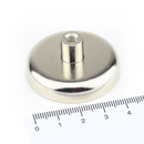 Neodymium flat pot magnets Ø 42 x 9 mm, with screwed bush - 68 kg / 680 N
