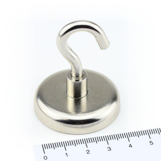 4 Stück Neodym Magnethaken Hakenmagnete Halter Traglast bis zu 34kg Silber D32 