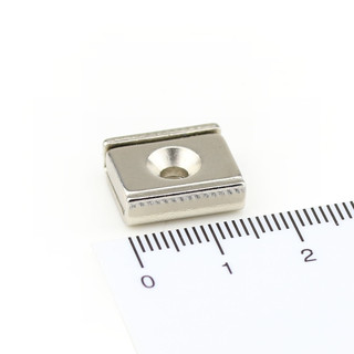 Neodymium flat pot magnets rectangular 15 x 13,5 x 5 mm with counterbore