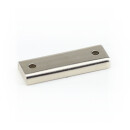 Neodymium flat pot magnets rectangular 40 x 13,5 x 5 mm with 2x counterbore