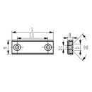 Neodym Flachgreifer Rechteckig 120x13,5x5 mm mit 2x Senkung