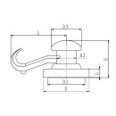 Hakenmagnet gummiert mit Neodym drehbar Ø53 mm