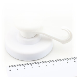 Hook magnet rubbered with neodymium swiveling Ø68 mm - White
